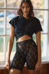 By Anthropologie Sheer Lace High-waisted Biker Shorts In Black