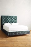 Anthropologie Slub Velvet Orianna Bed In Blue