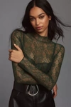 Anthropologie By  Sheer Lace Turtleneck In Green
