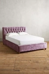 Anthropologie Slub Velvet Tufted Lena Bed In Purple