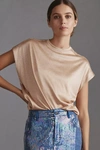By Anthropologie Silky Shimmer T-shirt In Orange
