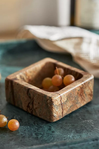 Terrain Square Marble Bowl In Brown