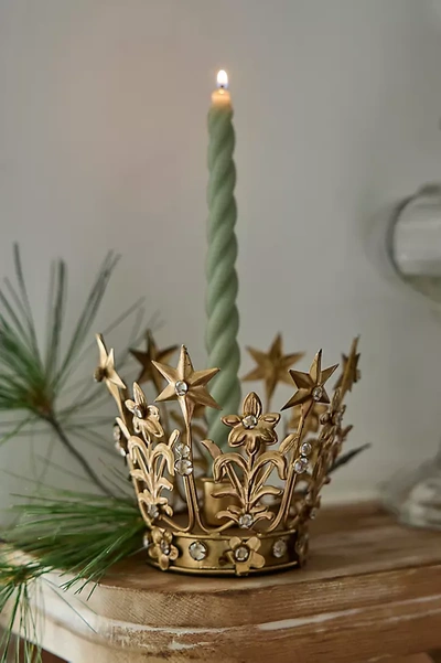Terrain Starry Crown Taper Candle Holder In Gold