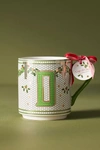 Anthropologie Festive Bistro Tile Monogram Mug