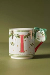 Anthropologie Festive Bistro Tile Monogram Mug