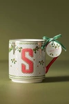 Anthropologie Festive Bistro Tile Monogram Mug In Multi
