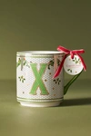 Anthropologie Festive Bistro Tile Monogram Mug In Green