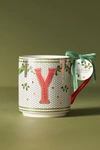 Anthropologie Festive Bistro Tile Monogram Mug