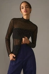 Eva Franco Starlight Long-sleeve Sheer Tunic In Black In Black