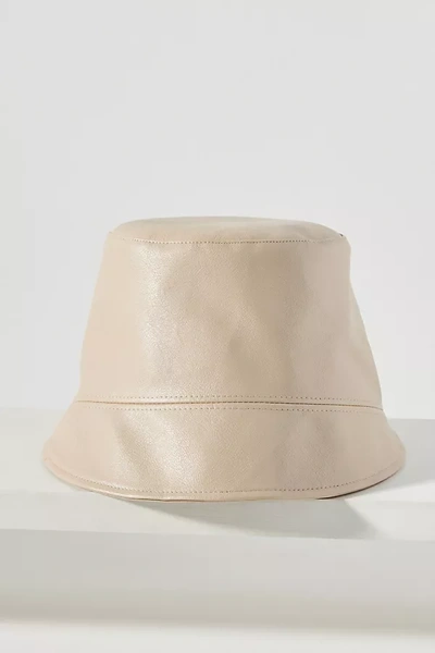 Anthropologie Faux Leather Bucket Hat In White