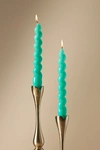 Anthropologie High Shine Spiral Taper Candles, Set Of 2 In Gold