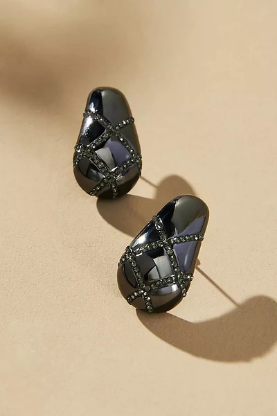 By Anthropologie The Petra Criss-cross Pavé Drop Earrings In Black