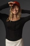Pilcro And The Letterpress Andie Ribbed Tissue Henley Top By Pilcro In Black