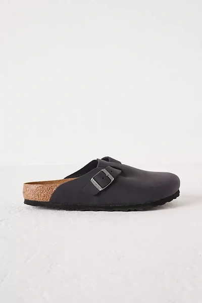 Birkenstock Boston Mules In Black