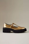 Bibi Lou Cathy Leather T-strap Mary Janes In Gold
