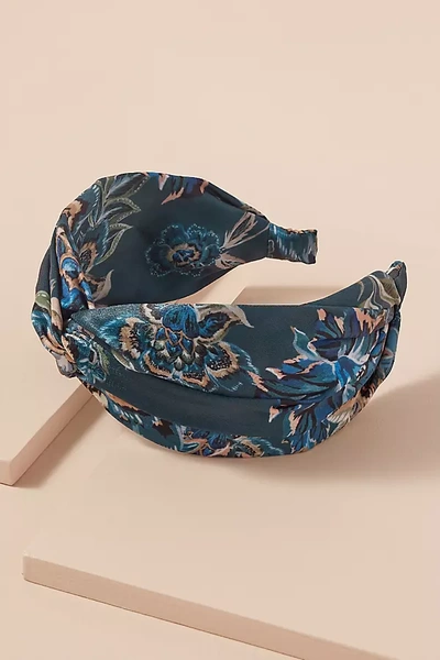 Kachel Dark Floral-print Headband In Blue