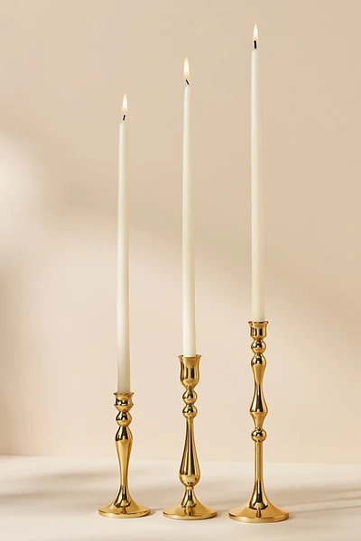 Anthropologie Lumiere Petite Metal Taper Candle Holder In Gold
