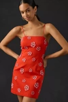 Maeve 3-d Spaghetti-strap Mini Dress In Red