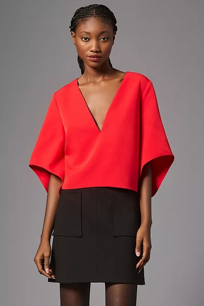 Mare Mare V-neck Cape Blouse In Red