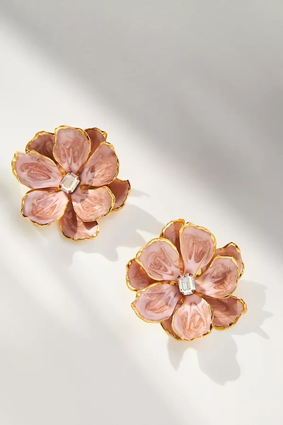 The Pink Reef Hand-painted Earrings In Multicolor