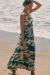 By Anthropologie The Piper Bandeau Cutout Maxi Dress In Blue