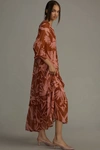 By Anthropologie The Marais Printed Chiffon Maxi Dress In Orange