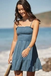 By Anthropologie The Marisol Smocked Mini Dress In Blue
