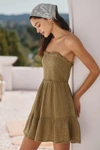 By Anthropologie The Marisol Smocked Mini Dress In Green