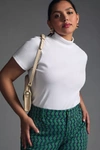 Maeve Ribbed Mock-neck Baby Tee In White