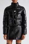 COURRÈGES LOGO PATCH VINYL CROP PUFFER JACKET