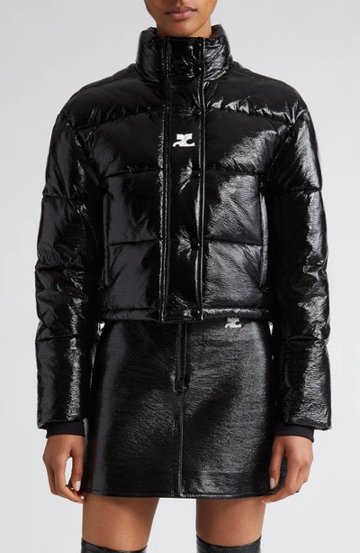 Courrèges Courreges Women Short Vinyl Down Jacket In Black
