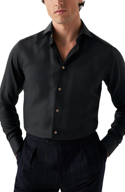 Eton Contemporary Fit Merino Wool Dress Shirt In Black