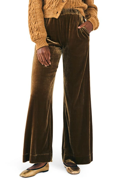 Faherty Stretch Silk Velvet Genevieve Pants In Breen