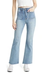 Hidden Jeans Patch Pocket Bootcut Jeans In Light Wash