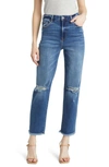 Hidden Jeans Ripped Frayed Hem Skinny Jeans In Dark Wash