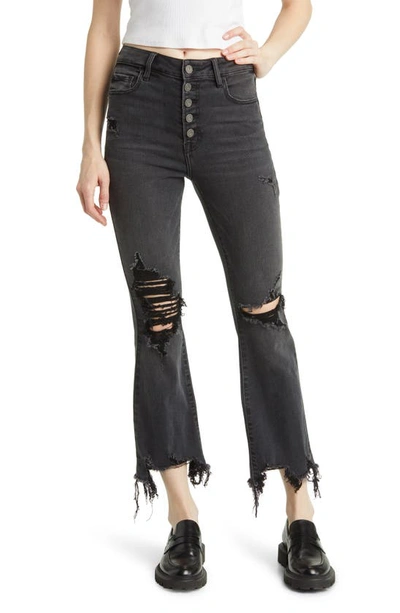 Hidden Jeans Distressed Ripped Button Fly Straight Leg Jeans In Black