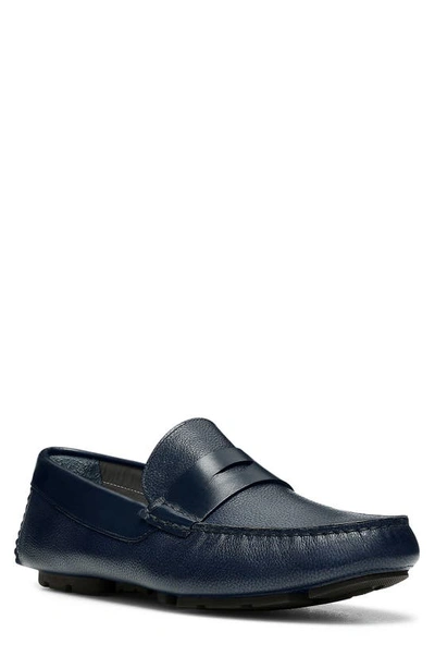 Donald Pliner Driver Leather Penny Loafer In Navy