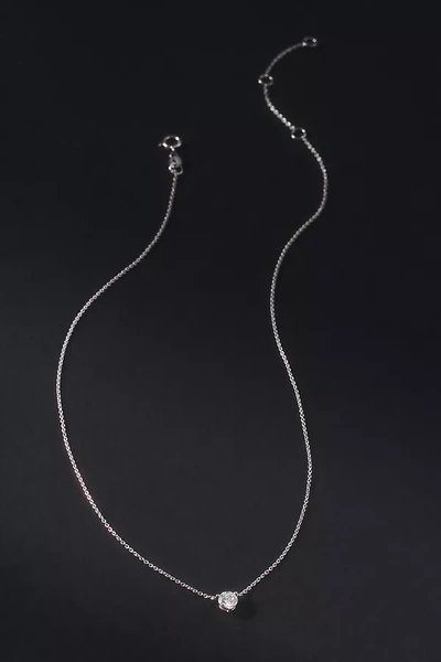 Anthropologie Single Floating Diamond Necklace In Silver