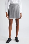 THOM BROWNE HECTOR ICON 4-BAR PLEATED WOOL BLEND MINISKIRT