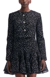 Oscar De La Renta Eyelash Fil Coupe Crop Jacket In Black/ White