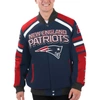 G-iii Sports By Carl Banks Navy New England Patriots Power Forward Racing Full-snap Jacket In Navy
