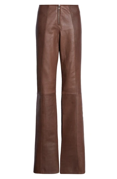 Jean Paul Gaultier Tattoo Print Leather Flare Leg Pants In Ebene/ Black