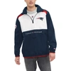 Tommy Hilfiger Men's  Navy, White New England Patriots Carter Half-zip Hooded Top In Navy