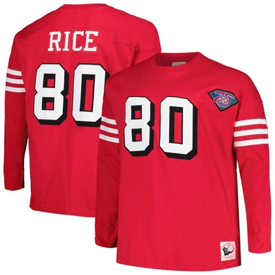 Mitchell & Ness Jerry Rice Scarlet San Francisco 49ers Big & Tall Cut & Sew Player Name & Number Lon