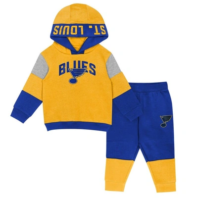 Outerstuff Kids' Toddler Gold/blue St. Louis Blues Big Skate Fleece Pullover Hoodie And Sweatpants Set