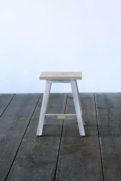 Terrain Trestle Teak Stool In Gray