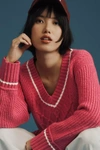 Maeve The Tillie V-neck Pullover Sweater By  In Red