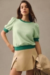 T.la Puff-sleeved Pullover In Green