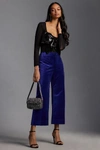 Maeve The Colette Cropped Wide-leg Velvet Pants By  In Blue