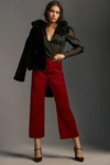 Maeve The Colette Cropped Wide-leg Velvet Pants By  In Red